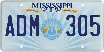 MS license plate ADM305