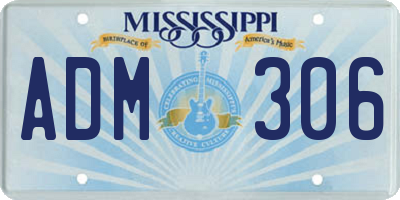 MS license plate ADM306