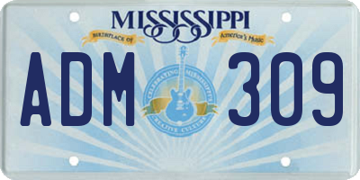 MS license plate ADM309