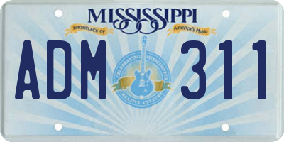 MS license plate ADM311