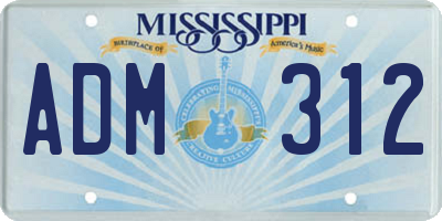 MS license plate ADM312