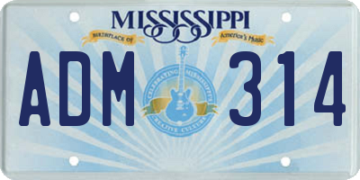 MS license plate ADM314