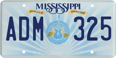 MS license plate ADM325