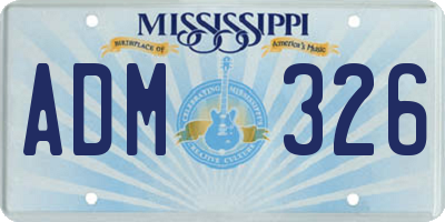 MS license plate ADM326