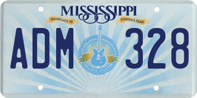 MS license plate ADM328