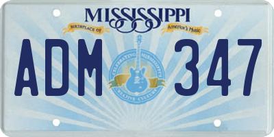 MS license plate ADM347