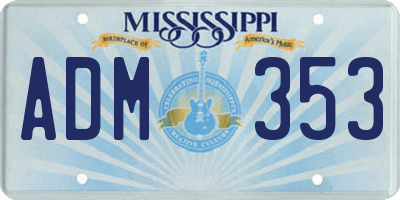 MS license plate ADM353