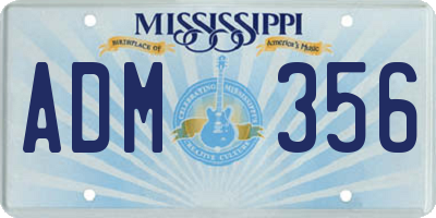 MS license plate ADM356