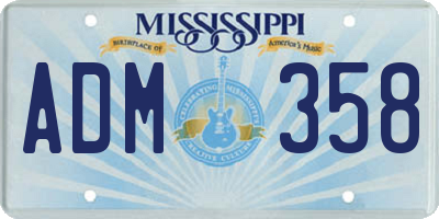 MS license plate ADM358