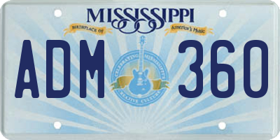 MS license plate ADM360