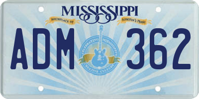 MS license plate ADM362
