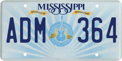 MS license plate ADM364