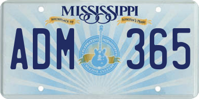 MS license plate ADM365