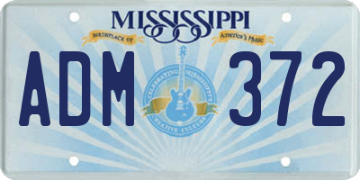MS license plate ADM372