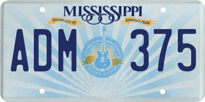MS license plate ADM375