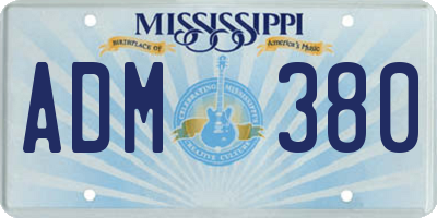 MS license plate ADM380