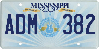 MS license plate ADM382