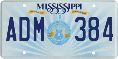 MS license plate ADM384