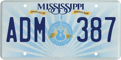 MS license plate ADM387