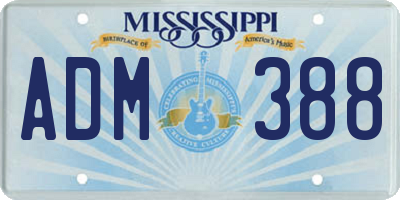 MS license plate ADM388