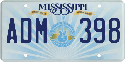 MS license plate ADM398