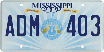 MS license plate ADM403