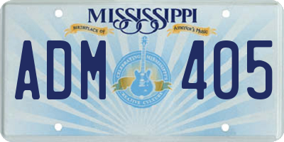 MS license plate ADM405