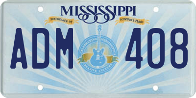 MS license plate ADM408