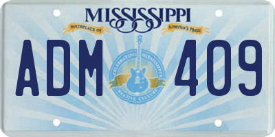 MS license plate ADM409