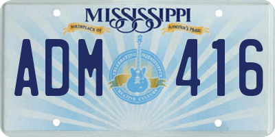 MS license plate ADM416