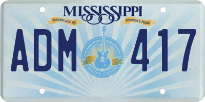 MS license plate ADM417