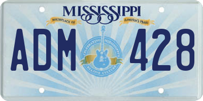 MS license plate ADM428