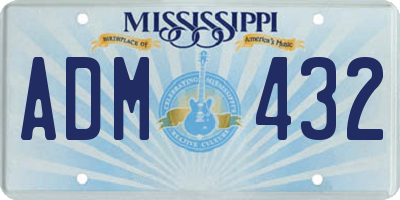 MS license plate ADM432