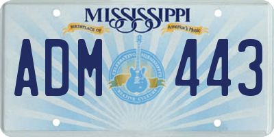 MS license plate ADM443