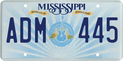 MS license plate ADM445