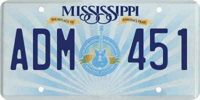 MS license plate ADM451