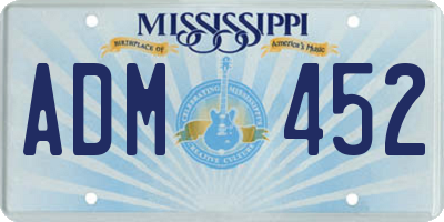 MS license plate ADM452