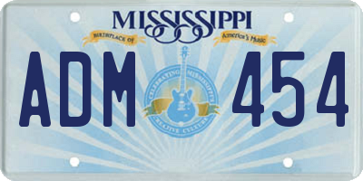 MS license plate ADM454