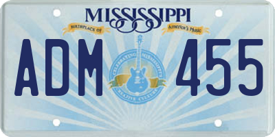 MS license plate ADM455