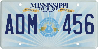 MS license plate ADM456
