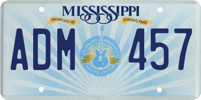 MS license plate ADM457
