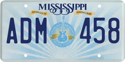 MS license plate ADM458