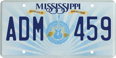 MS license plate ADM459