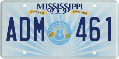 MS license plate ADM461