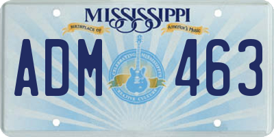 MS license plate ADM463