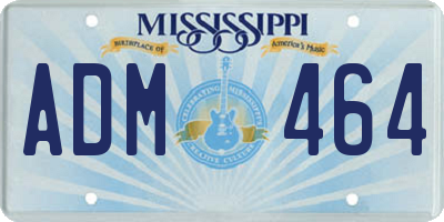 MS license plate ADM464