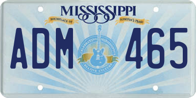 MS license plate ADM465