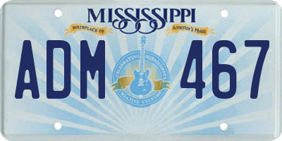MS license plate ADM467