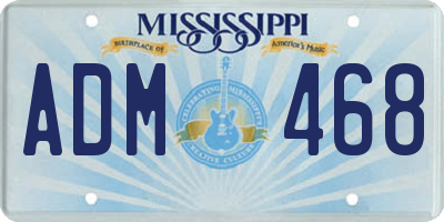 MS license plate ADM468