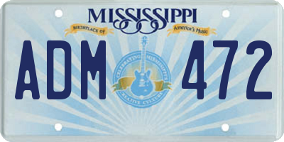 MS license plate ADM472